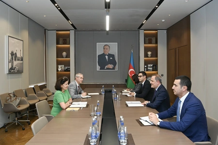 Azerbaijani FM meets outgoing French ambassador Anne Boullion