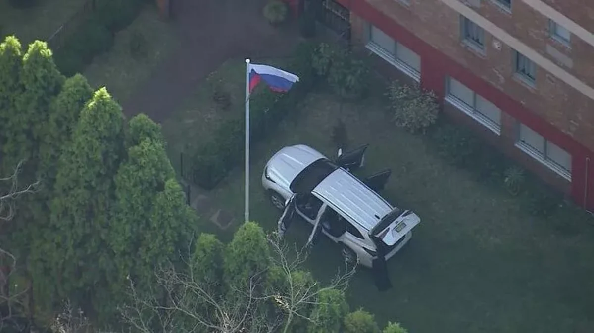 Car rams Russian consulate in Sydney, man arrested