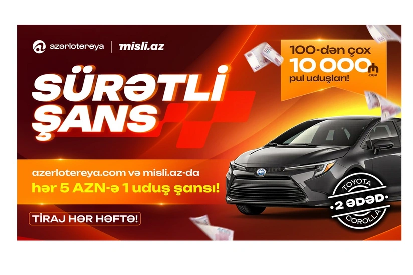 Sürətli Şans başladı: Azərlotereya ilə Toyota Corolla və pul mükafatları qazan!