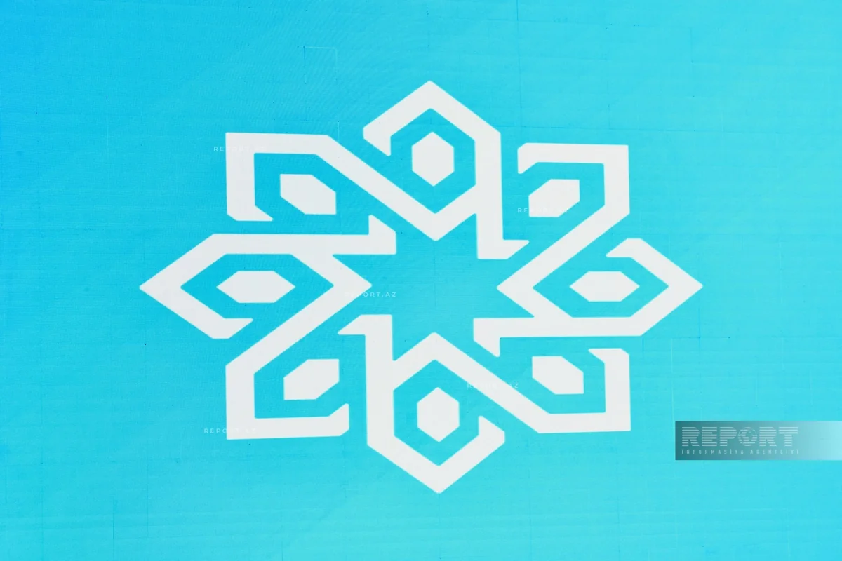 Logo and flag of Turkic World Insurance Union presented in Shusha