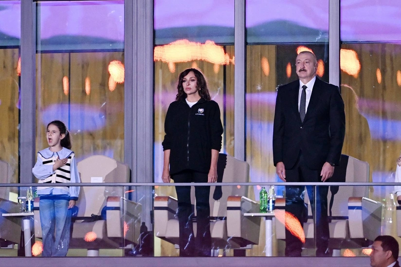President Ilham Aliyev, First Lady Mehriban Aliyeva watch opening ceremony of 3rd CIS Games in Ganja