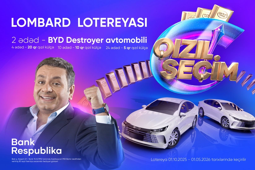 Bank Respublika lombard krediti müştəriləri üçün Qızıl Seçim lotereyasına start verdi!