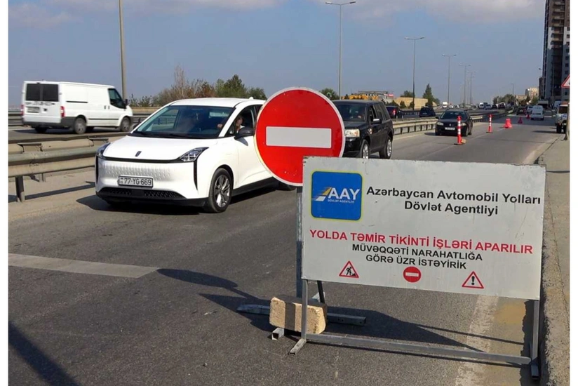 Bakı Dairəvi yolunun köməkçi hissəsində təmir işləri aparılır