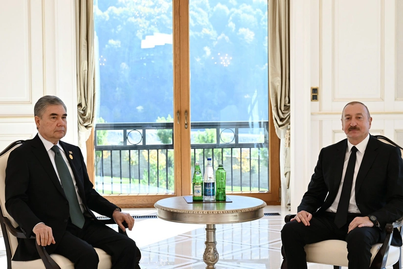 Azərbaycan Prezidenti Qəbələdə Qurbanqulu Berdiməhəmmədovla görüşüb