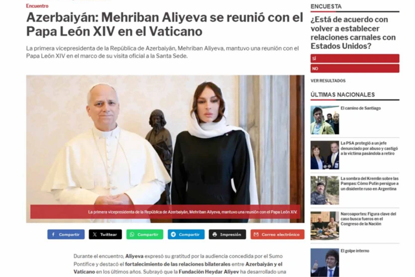 Mehriban Əliyevanın Vatikana səfəri dünya mediasının diqqət mərkəzində