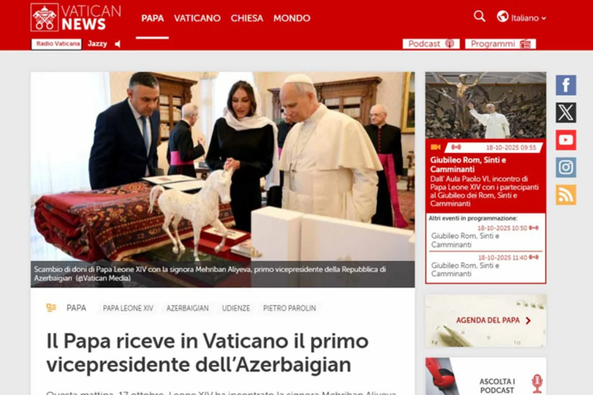 First Vice-President Mehriban Aliyeva's meeting with Pope Leo XIV in spotlight of Vatican, Italian media outlets
