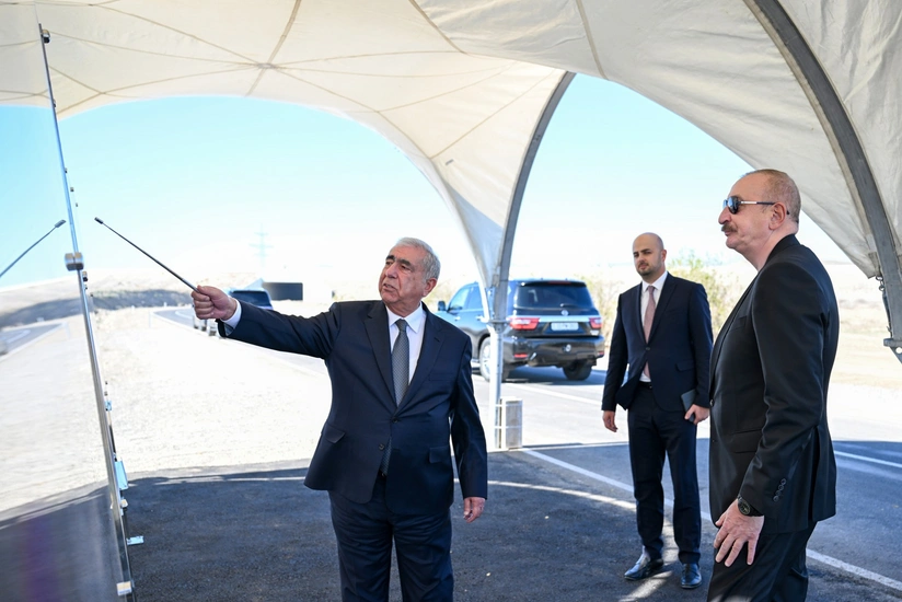 Prezident Cəbrayılda Şəfəq Günəş Elektrik Stansiyasına gedən avtomobil yolunun açılışında iştirak edib