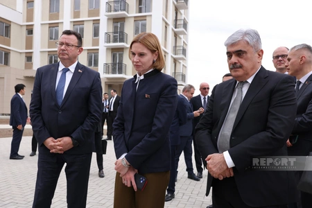 Natalia Petkevich familiarizes herself with conditions created for IDPs in Azerbaijan's Agdam