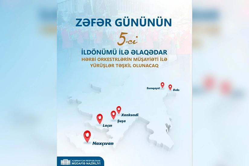 Zəfər Günü münasibətilə hərbi orkestrlərin müşayiəti altında yürüşlər keçiriləcək