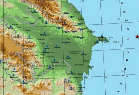 Xəzər dənizində 4 maqnitudalı zəlzələ baş verib