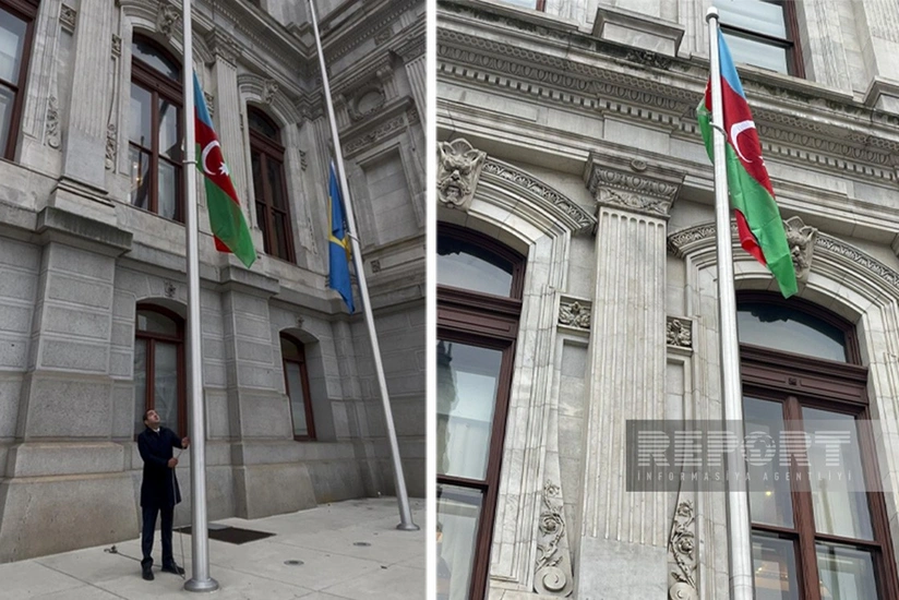Filadelfiya şəhər meriyasının qarşısında Azərbaycan bayrağı ucaldılıb