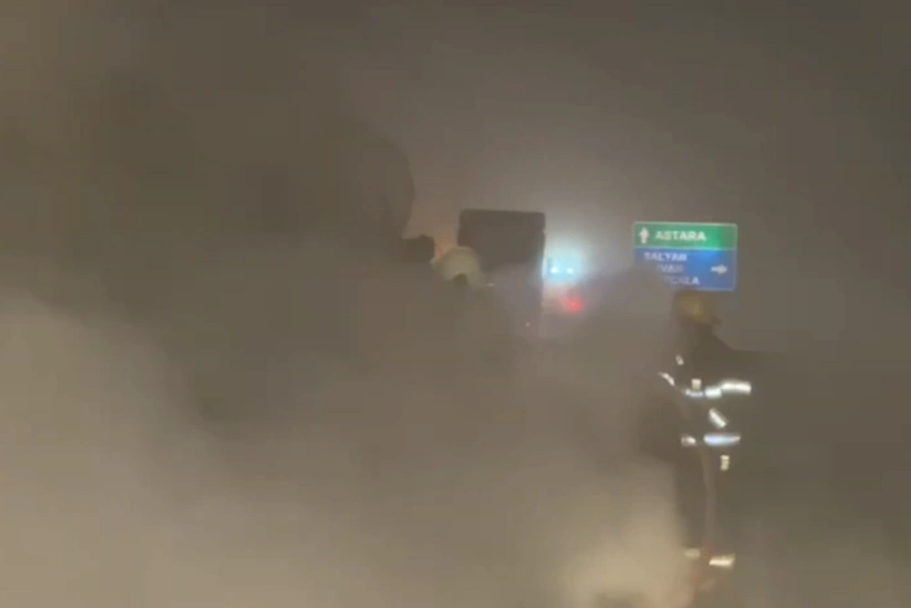 Ələt-Astara magistral avtomobil yolunda yük avtomobili yanıb