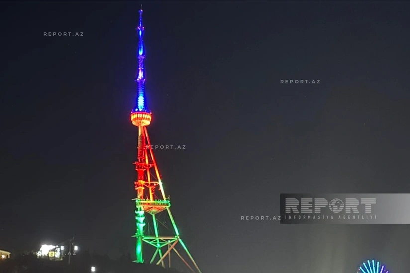 Tbilisidəki televiziya qülləsi Azərbaycan Bayrağının rəngləri ilə işıqlandırılıb