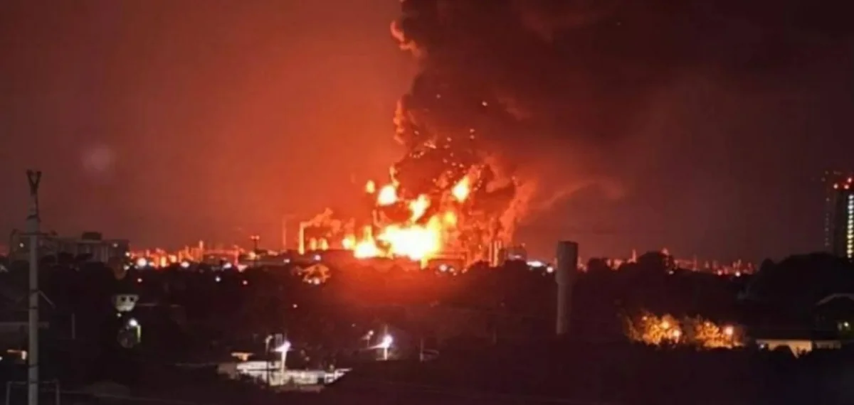 Oil refinery in Russia's Krasnodar region burns after drone strike