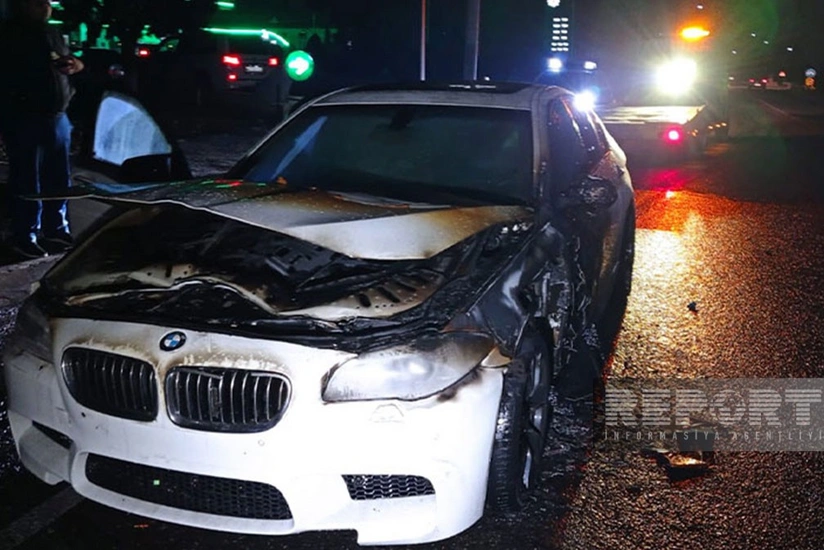В Гёйгёле загорелся автомобиль