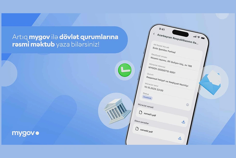 Vətəndaşlar mygov üzərindən istənilən dövlət qurumuna rəqəmsal məktub göndərə və qəbul edə biləcək