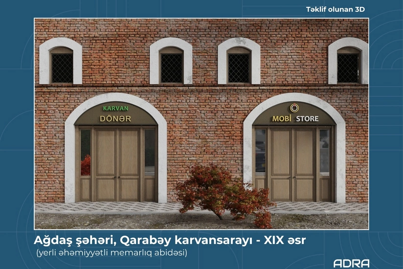 XIX əsrə aid Qarabəy karvansarayının fasadındakı reklamlar sökülüb