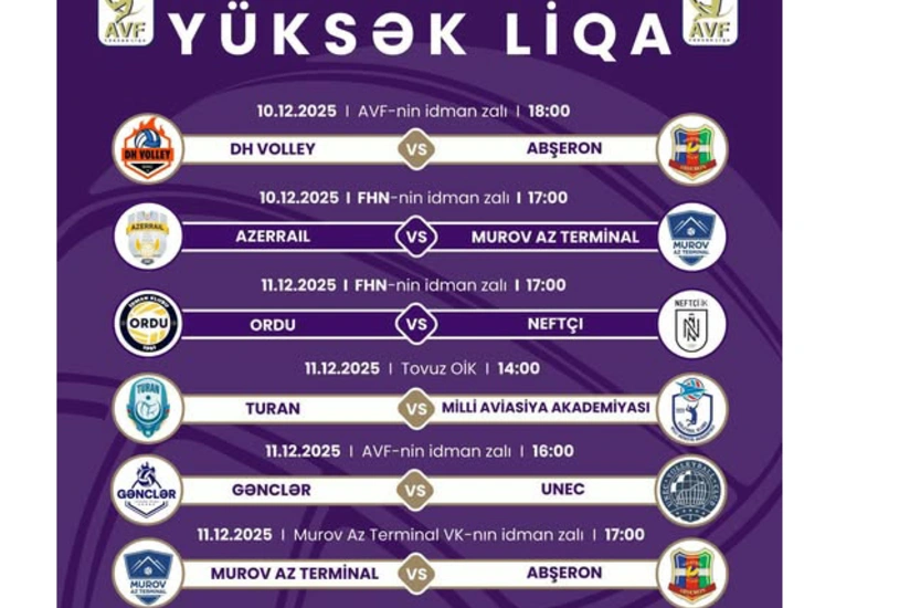 Qadın və kişi voleybolçular arasında Azərbaycan Yüksək Liqasında növbəti turun proqramı müəyyənləşib