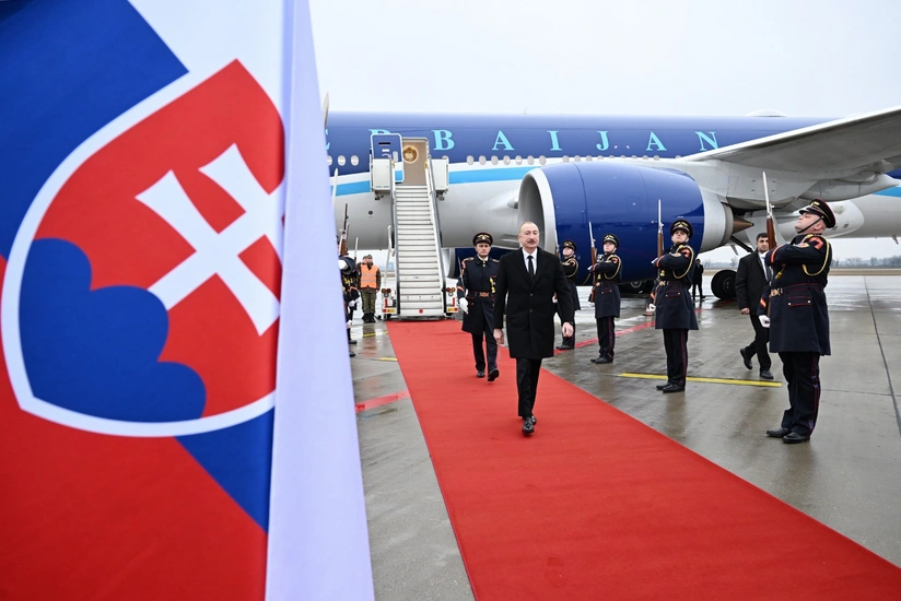 President Ilham Aliyev arrives in Slovakia for official visit