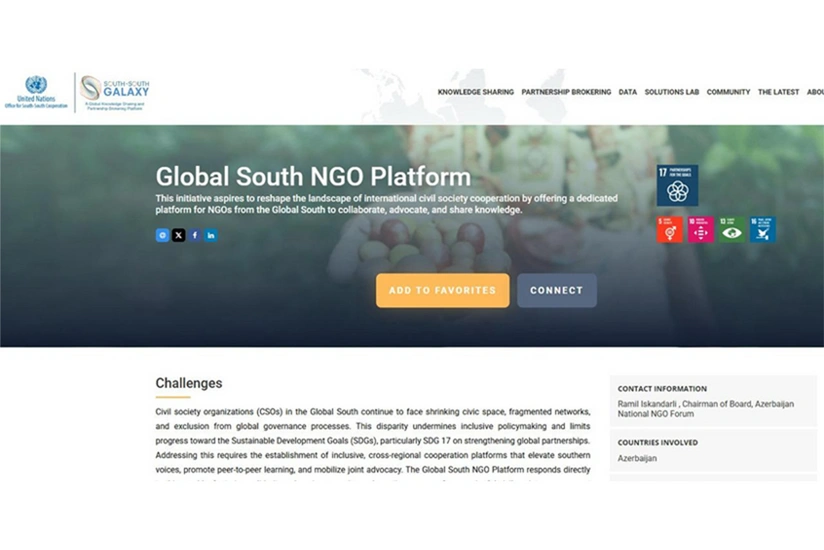 BMT-nin Ofisi Qlobal Cənub QHT Platforması barədə məlumatları rəsmi saytında yerləşdirib