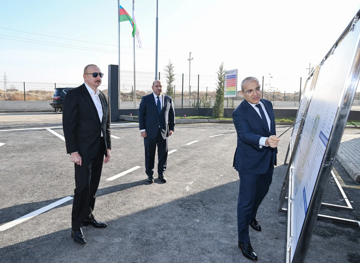 President Ilham Aliyev attends opening of metal electric pole production facility in Aghdam