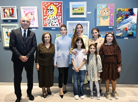 Arzu Aliyeva and Alena Aliyeva attend '10 Years Lived in Colors' exhibition