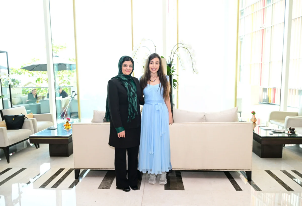 Leyla Aliyeva meets with Afghan women's rights activist Zarqa Yaftali in Abu Dhabi