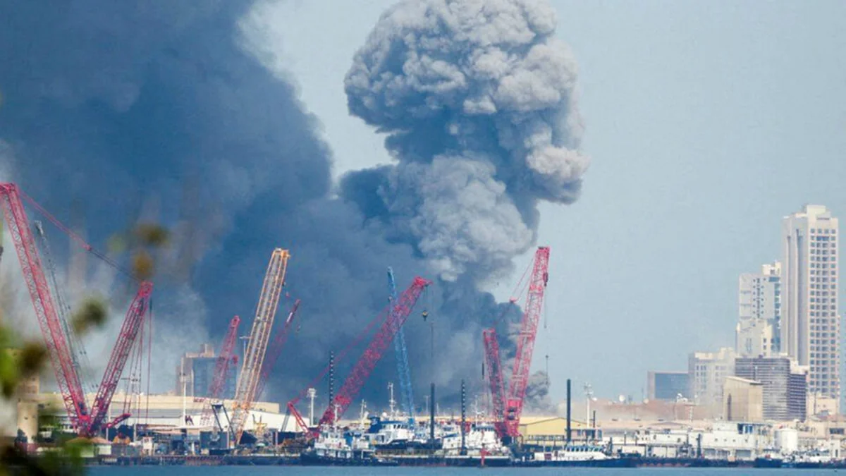 Ship catches fire in Bahrain after airstrike