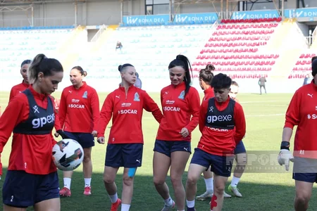 Azərbaycan millisi Şimali Makedoniya yığması ilə oyundan əvvəl məşqə çıxıb