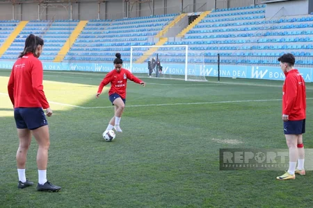 Azərbaycan millisi Şimali Makedoniya yığması ilə oyundan əvvəl məşqə çıxıb