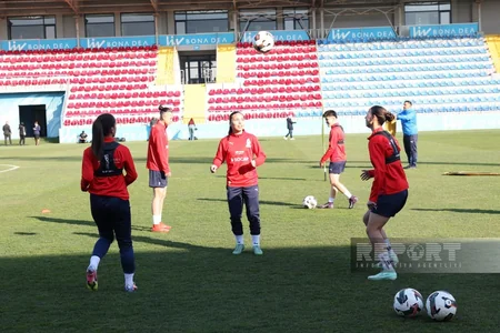 Azərbaycan millisi Şimali Makedoniya yığması ilə oyundan əvvəl məşqə çıxıb