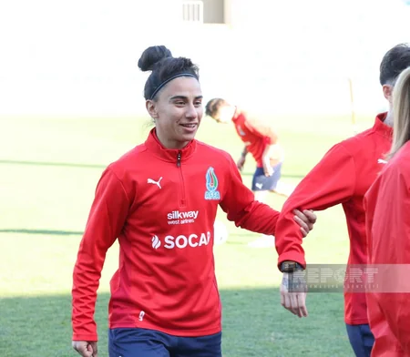 Azərbaycan millisi Şimali Makedoniya yığması ilə oyundan əvvəl məşqə çıxıb