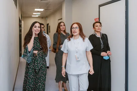 Leyla Aliyeva and Arzu Aliyeva visits Pediatric Unit of 'Leyla Medical Center'