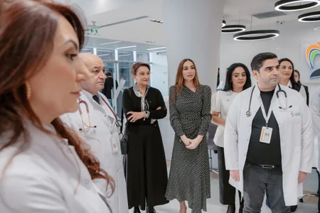 Leyla Aliyeva and Arzu Aliyeva visits Pediatric Unit of 'Leyla Medical Center'