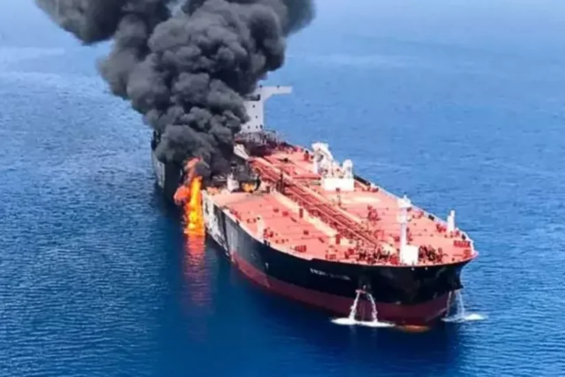Iran TV reports fire on ship struck by drone in Strait of Hormuz