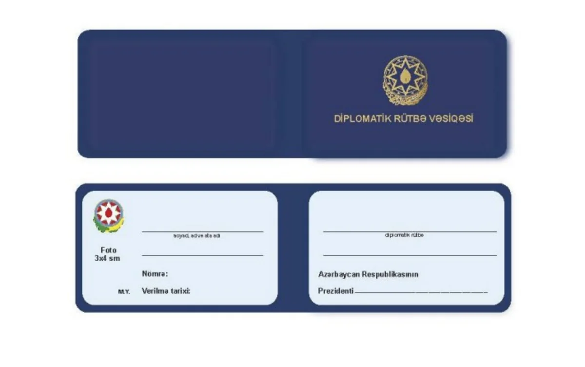 Bəzi diplomatik xidmət əməkdaşlarına verilən vəsiqənin nümunəsi təsdiqlənib