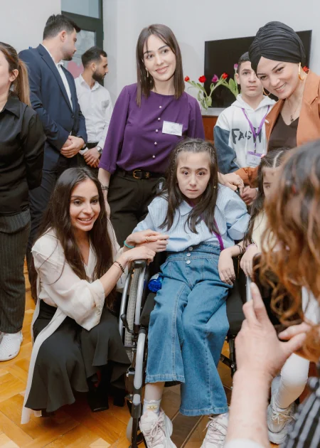Leyla Aliyeva, Arzu Aliyeva, and Alena Aliyeva visit Support for Living Center