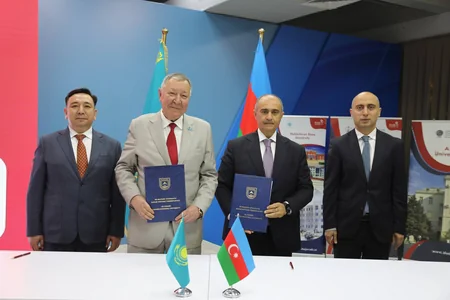 Emin Amrullayev visits Study in Azerbaijan fair in Almaty