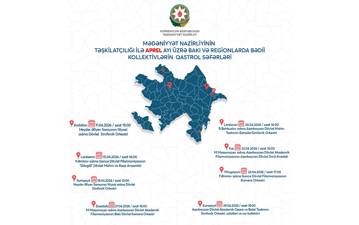 Bu ay Azərbaycanın 6 şəhərində mədəni qastrol proqramı həyata keçiriləcək