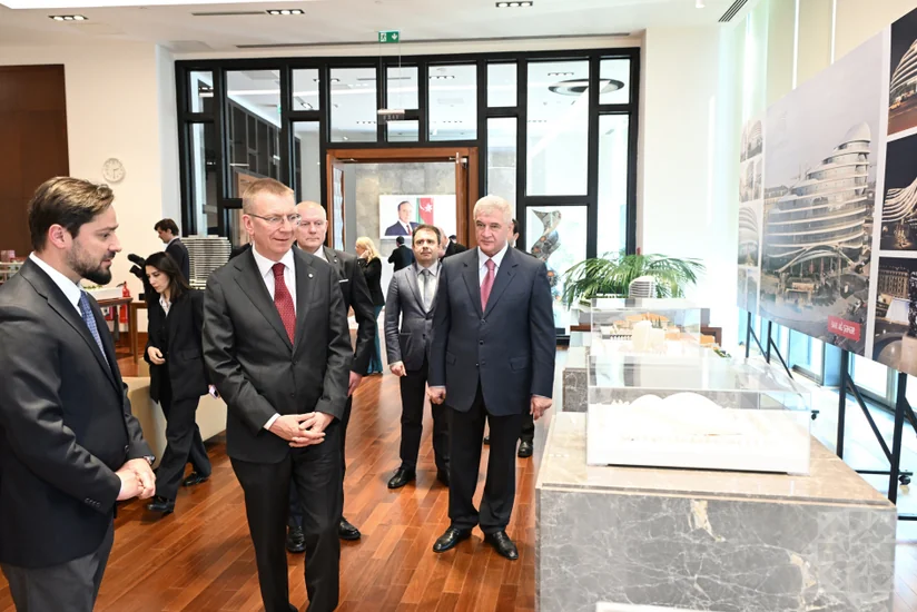 Latvian President Edgars Rinkēvičs visits Baku White City