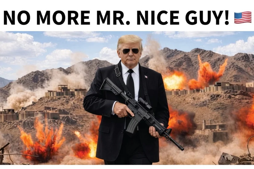 Trump threatens Iran with photo of himself wearing machine gun: No more Mr. Nice guy!