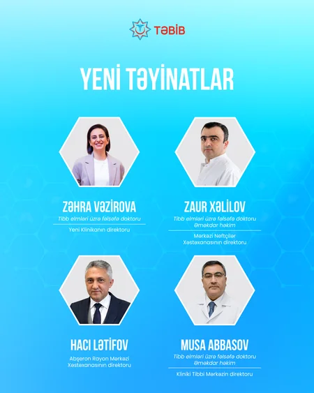 TƏBİB-in tabeli tibb müəssisələrinə yeni rəhbər şəxslər təyin olunub