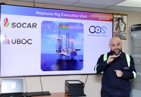 SOCAR rəsmiləri Neptun özüqalxan qazma qurğusuna səfər ediblər
