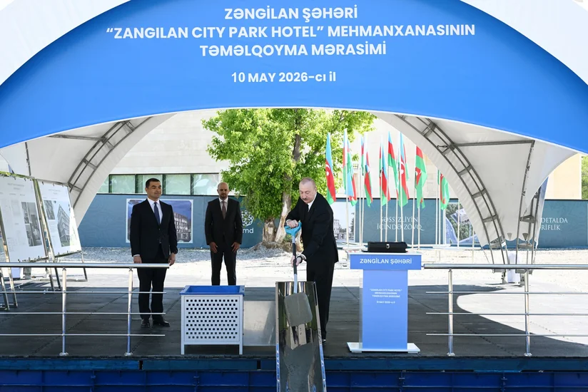 Президент Ильхам Алиев заложил фундамент отеля Zangilan City Park Hotel - ОБНОВЛЕНО