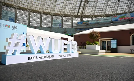 İlham Əliyev Bakı Olimpiya Stadionunun ərazisində WUF13 ilə bağlı görülən işlərlə tanış olub