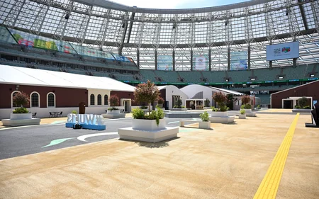 İlham Əliyev Bakı Olimpiya Stadionunun ərazisində WUF13 ilə bağlı görülən işlərlə tanış olub