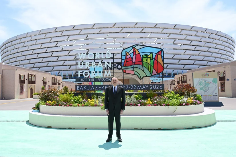 İlham Əliyev Bakı Olimpiya Stadionunun ərazisində WUF13 ilə bağlı görülən işlərlə tanış olub