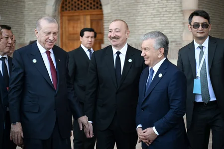 President Ilham Aliyev and other participants of OTS informal summit tour cultural sites in Turkistan