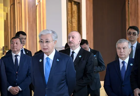 President Ilham Aliyev and other participants of OTS informal summit tour cultural sites in Turkistan