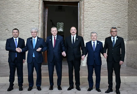 President Ilham Aliyev and other participants of OTS informal summit tour cultural sites in Turkistan
